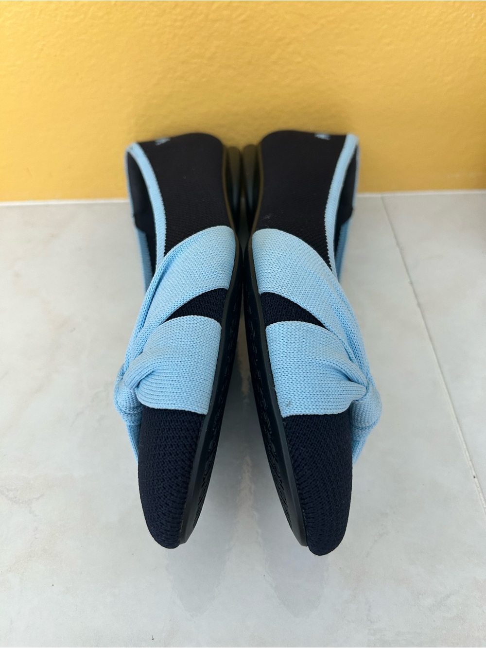 VIVAIA Aria 5° Pointed Toe Knit Ballet Flats Navy Blue Bow Size EU 39 8- 8.5 - Picture 7 of 10